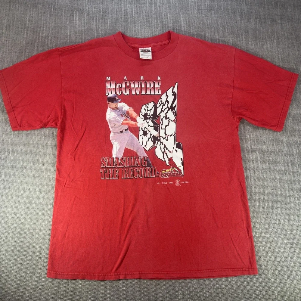 Vintage St. Louis Cardinals Shirt Mens XL Red MLB Baseball Tultex Mark McGwire